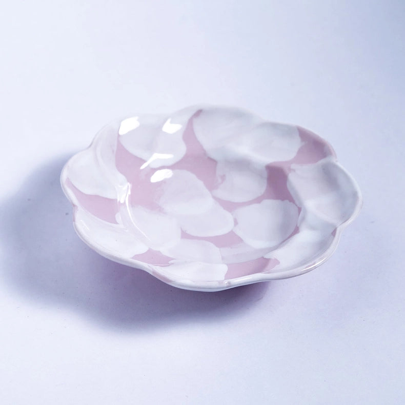 Flower-Shaped Small Dish - Pink and White