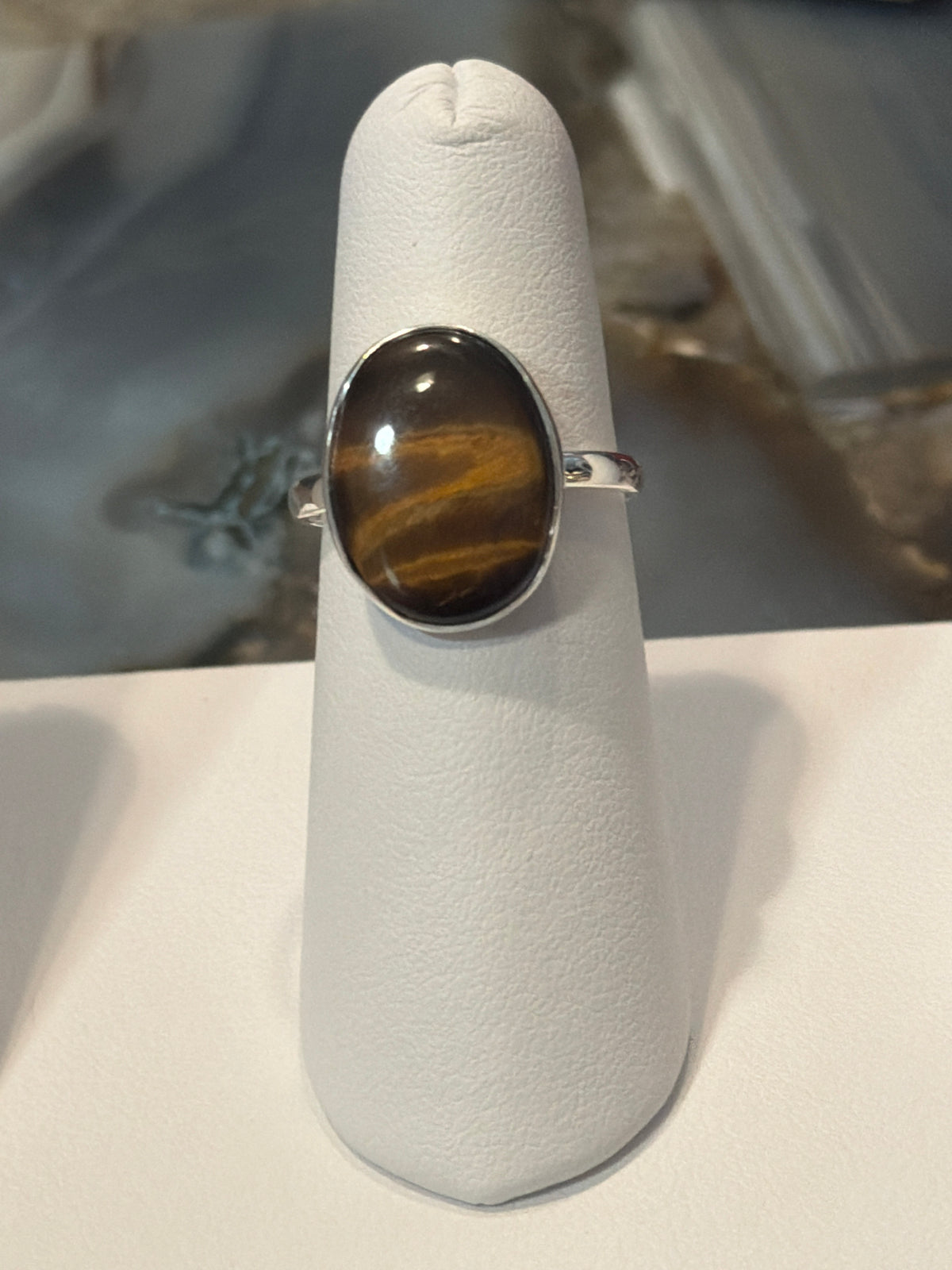 Tiger Eye Oval Sterling Silver Ring
