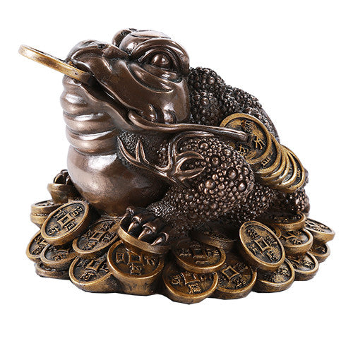Feng Shui Fortune Money Toad Standing On Gold Coins
