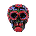 Black Floral Day of the Dead Skull - Red & Lavender