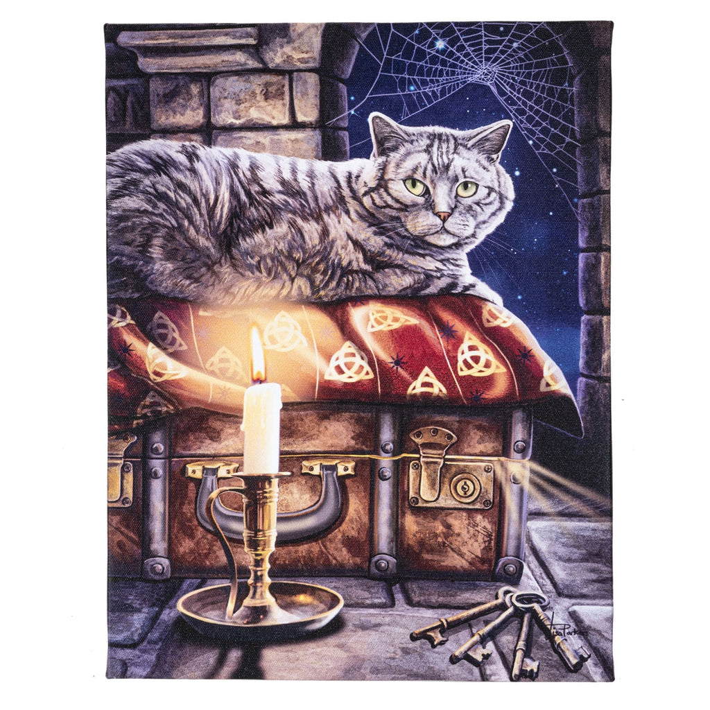 Keeper of Secrets Cat Canvas Framed Wall Art Wall Plaque - Anne Stokes - 7.5" W x 9.85"