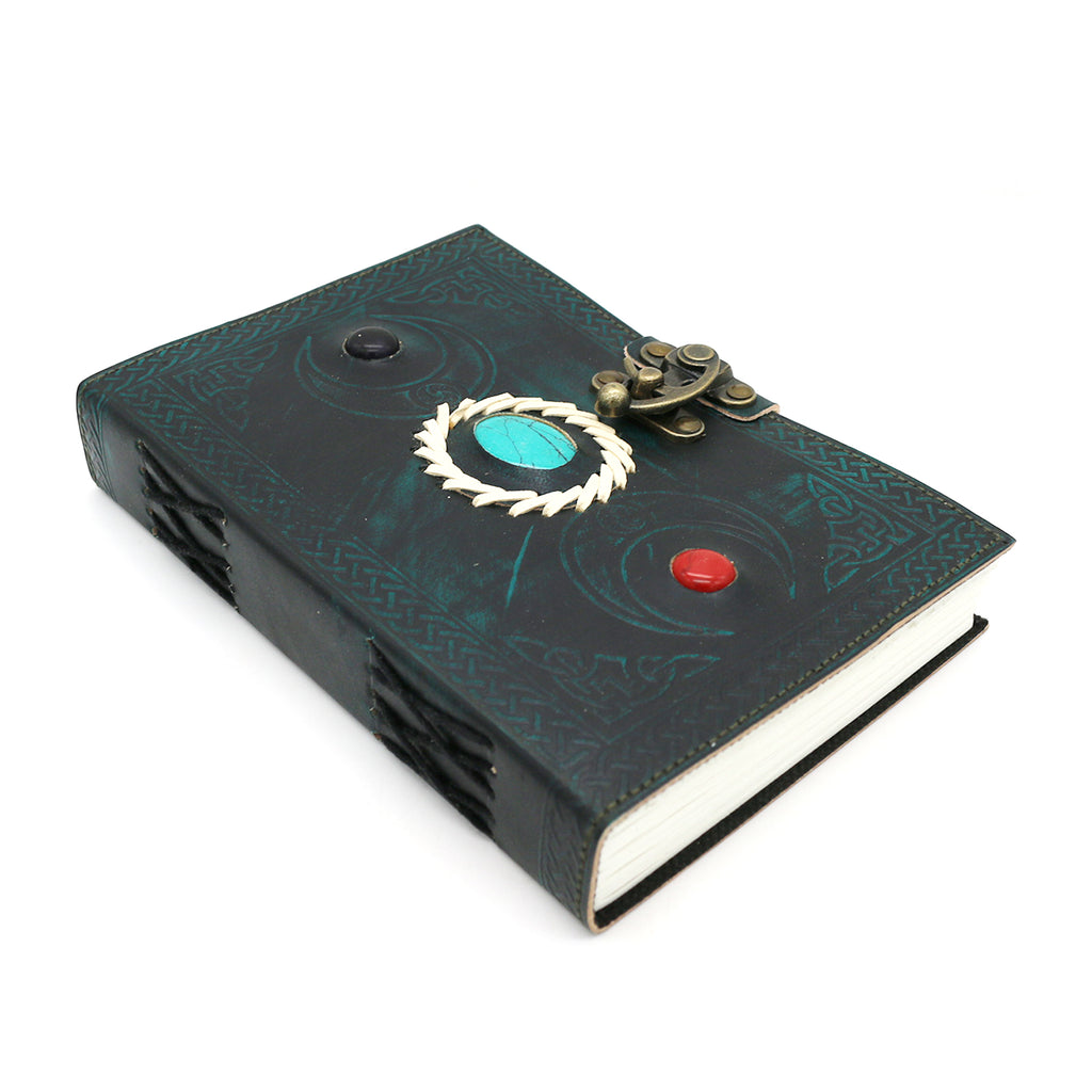 Triple Moon Embossed Blank Leather Journal