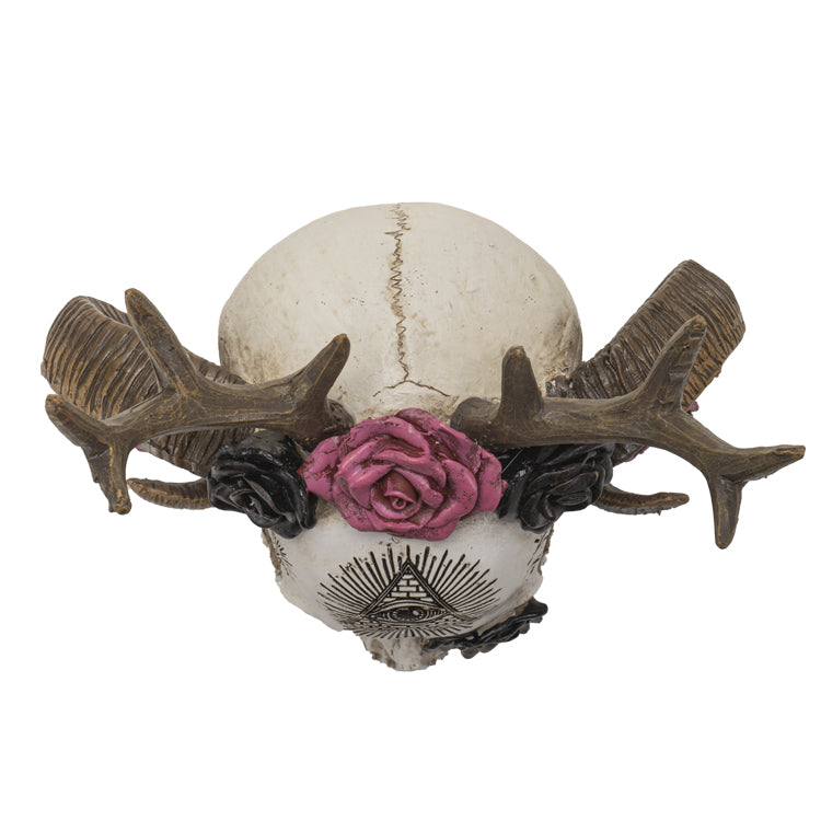 Roses Wiccan Skull with Antlers