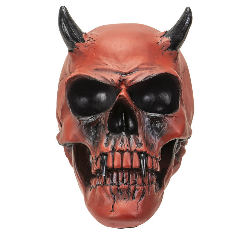 Crimson Demon Skull Figurine