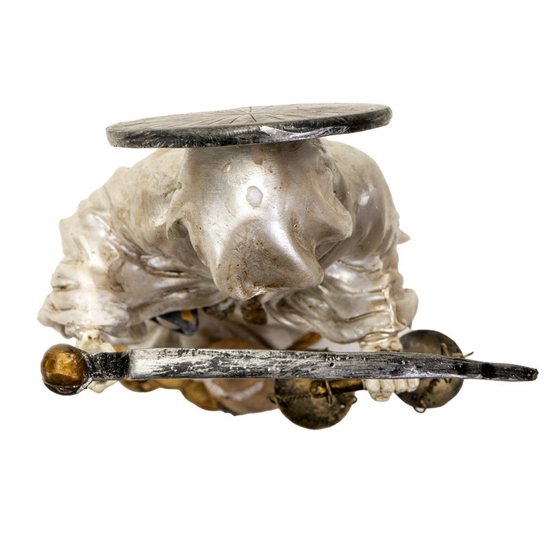 White Santa Muerte Figurine with Scythe and Scales