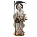 White Santa Muerte Figurine with Scythe and Scales