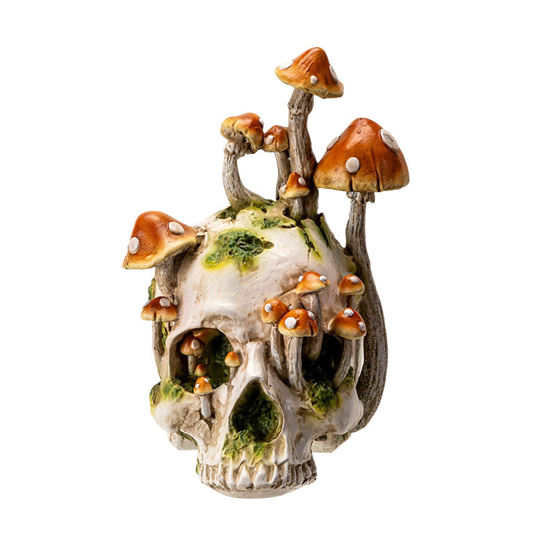Large Skull with Orange Mushrooms