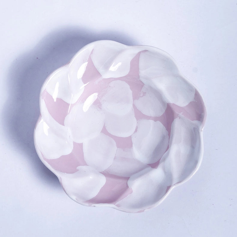 Flower-Shaped Small Dish - Pink and White