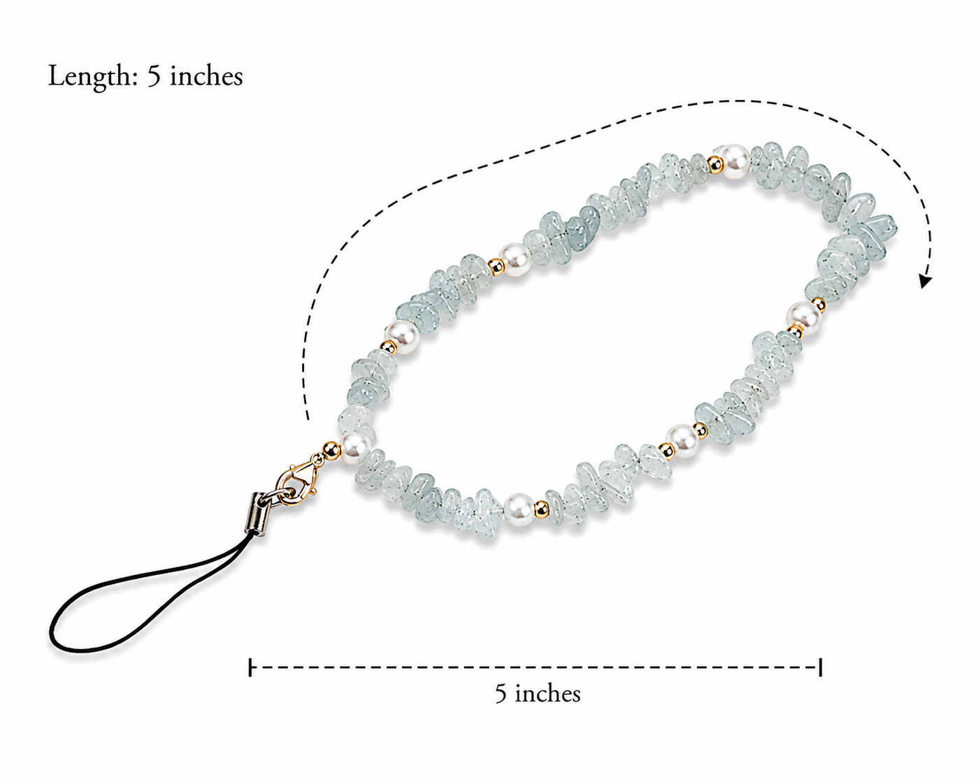 Aquamarine & Pearl Cell Phone Charm