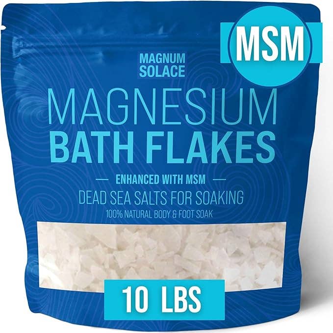 Magnesium Bath Flakes, Bath Soak/Foot Soak With MSM