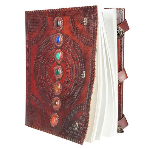 14.5" x 17.5" Chakra Stone Leather Journal