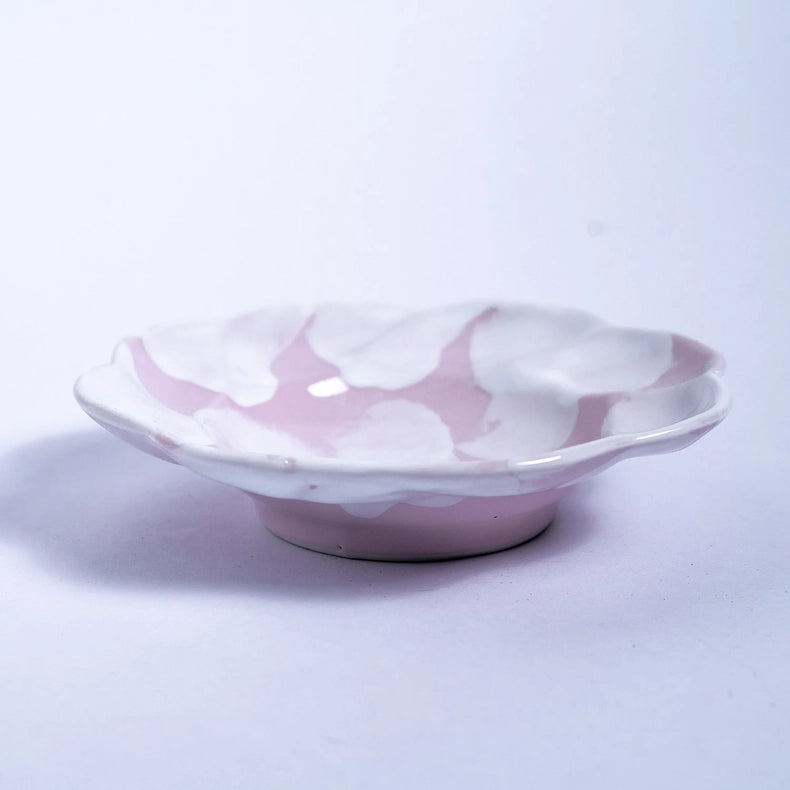 Flower-Shaped Small Dish - Pink and White