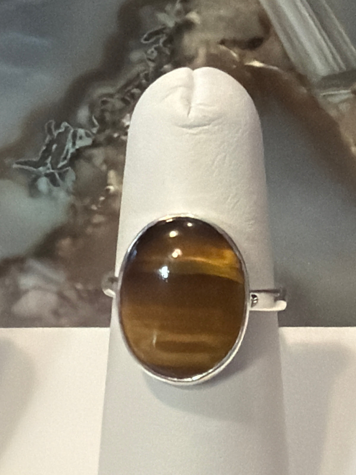 Tiger Eye Oval Sterling Silver Ring