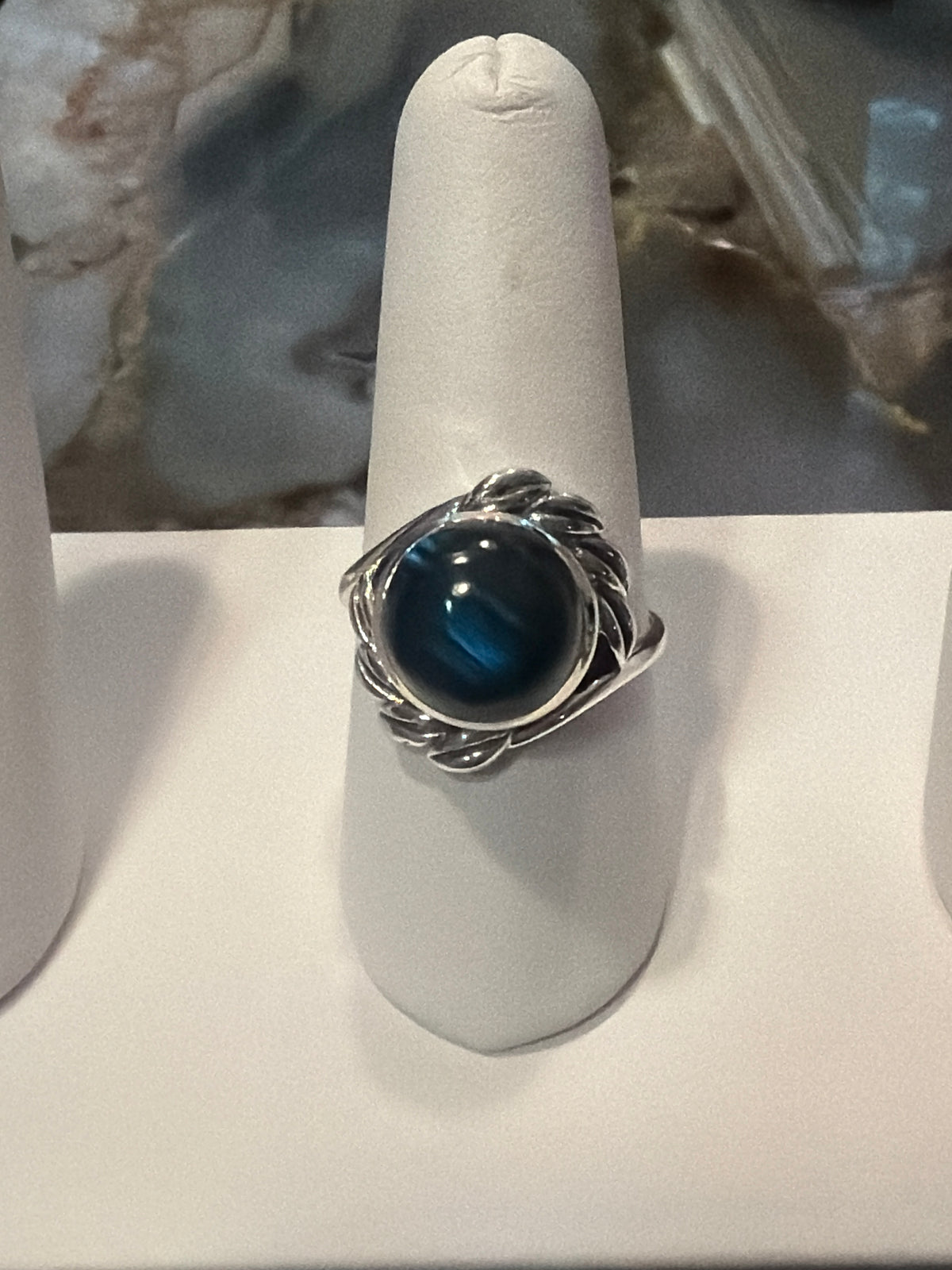Labradorite Round with Wisps Sterling Silver RIng