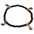 Purple Iridescent 4mm Evil Eye Charms Bracelet