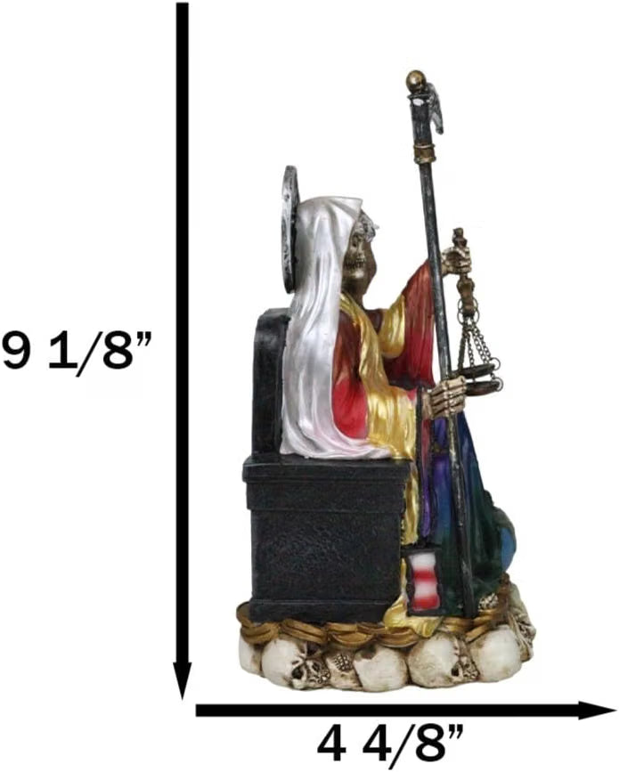 Santa Muerte Rainbow Sitting On Throne Day of The Dead Decorative Figurine