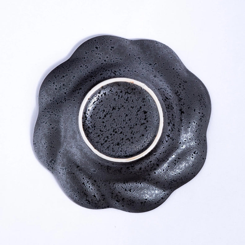 Flower Shape Small Dish - Black Metallic