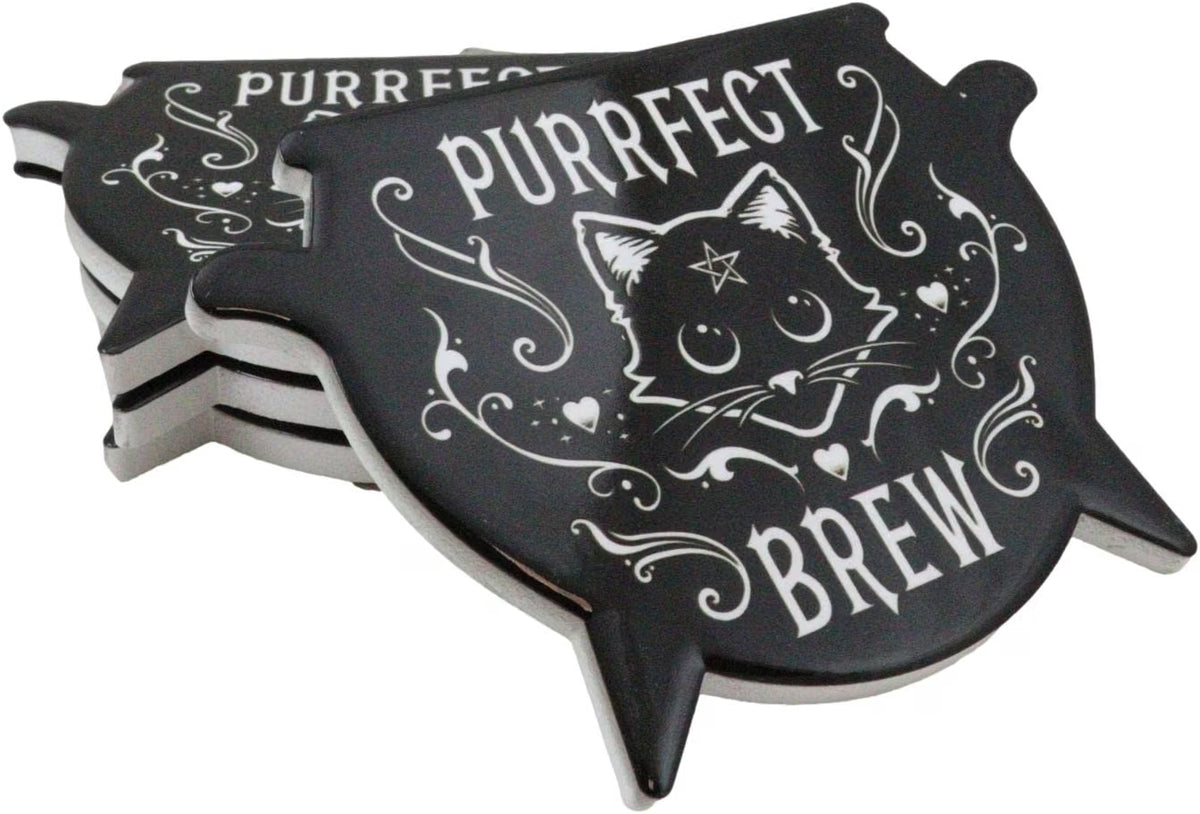 Purrfect Brew Cauldron Coaster Set of 4