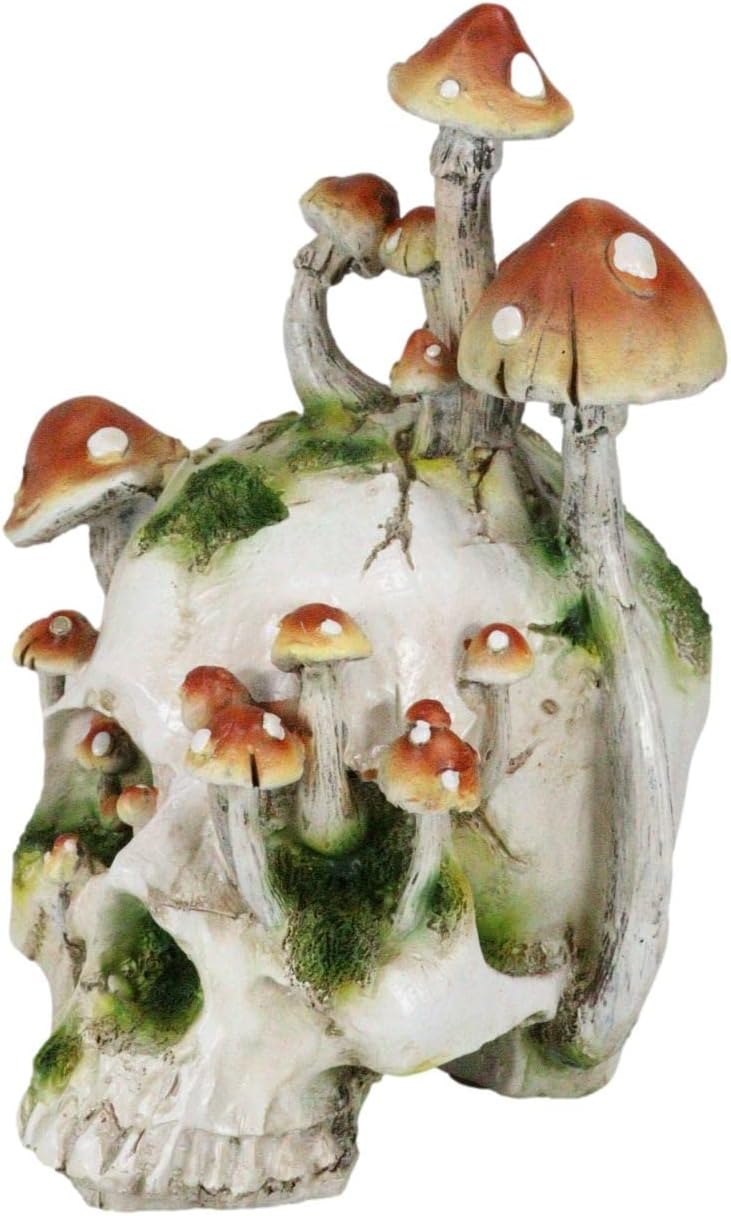 Large Skull with Orange Mushrooms