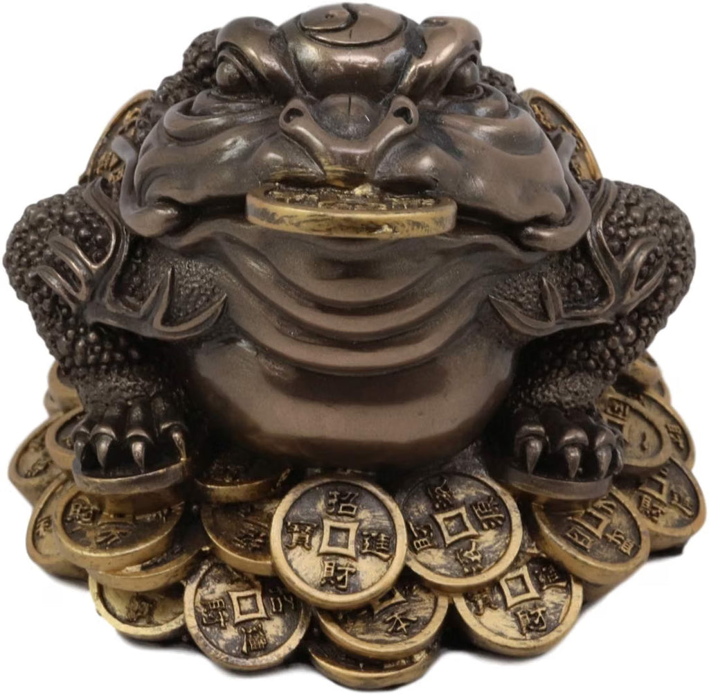 Feng Shui Fortune Money Toad Standing On Gold Coins