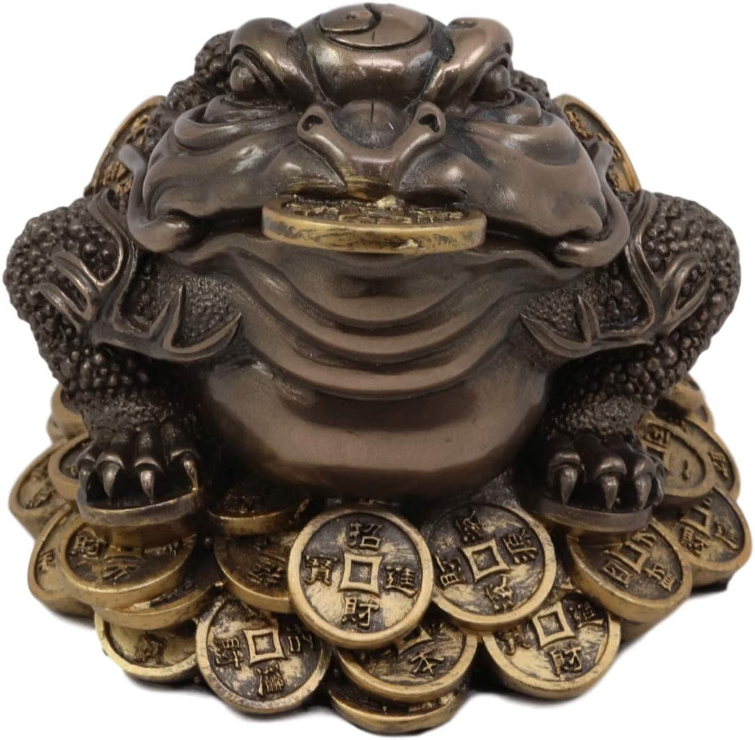 Feng Shui Fortune Money Toad Standing On Gold Coins