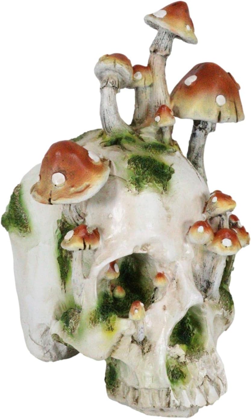 Large Skull with Orange Mushrooms