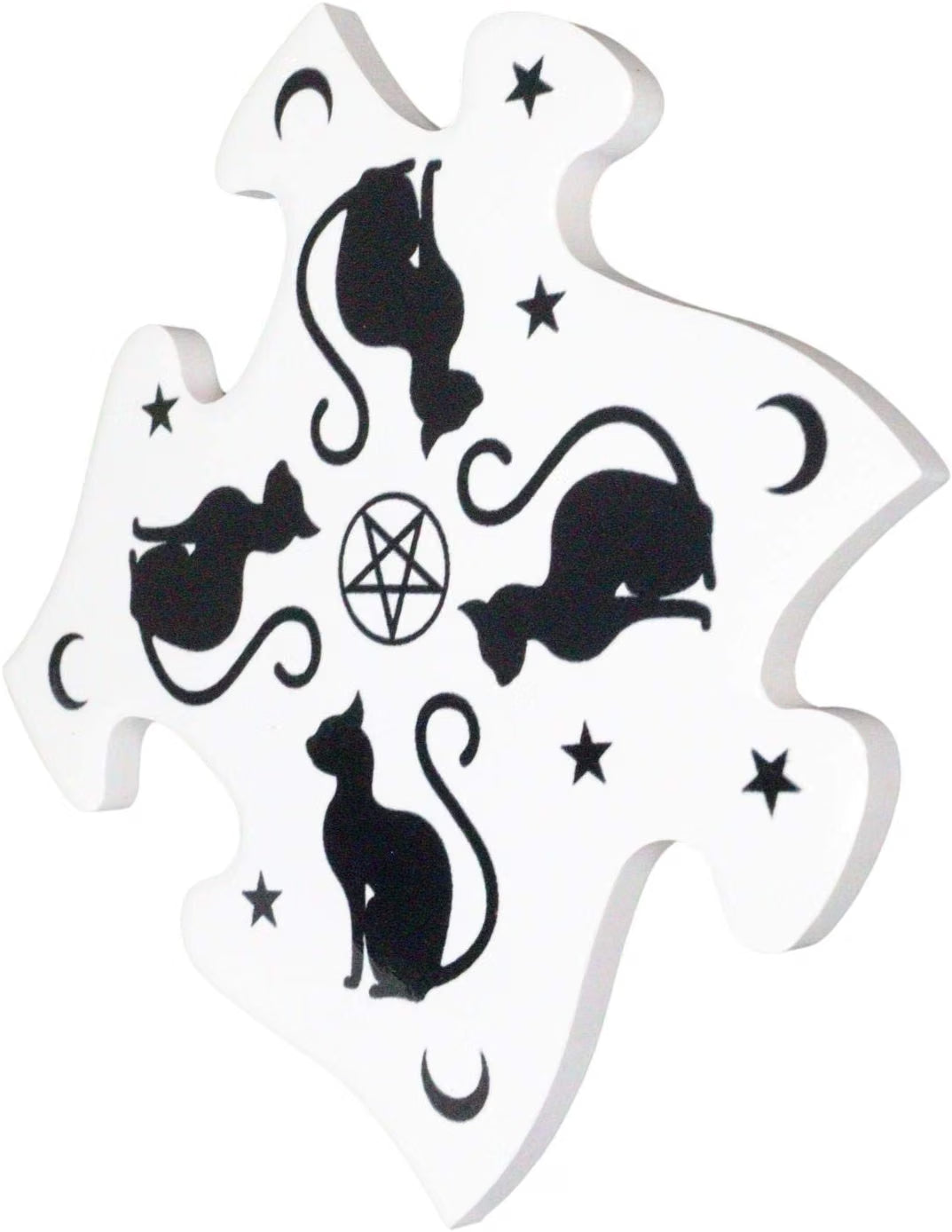 Witching Hour Black Cats Jigsaw Puzzle Ceramic Coasters Trivet 4pc Set