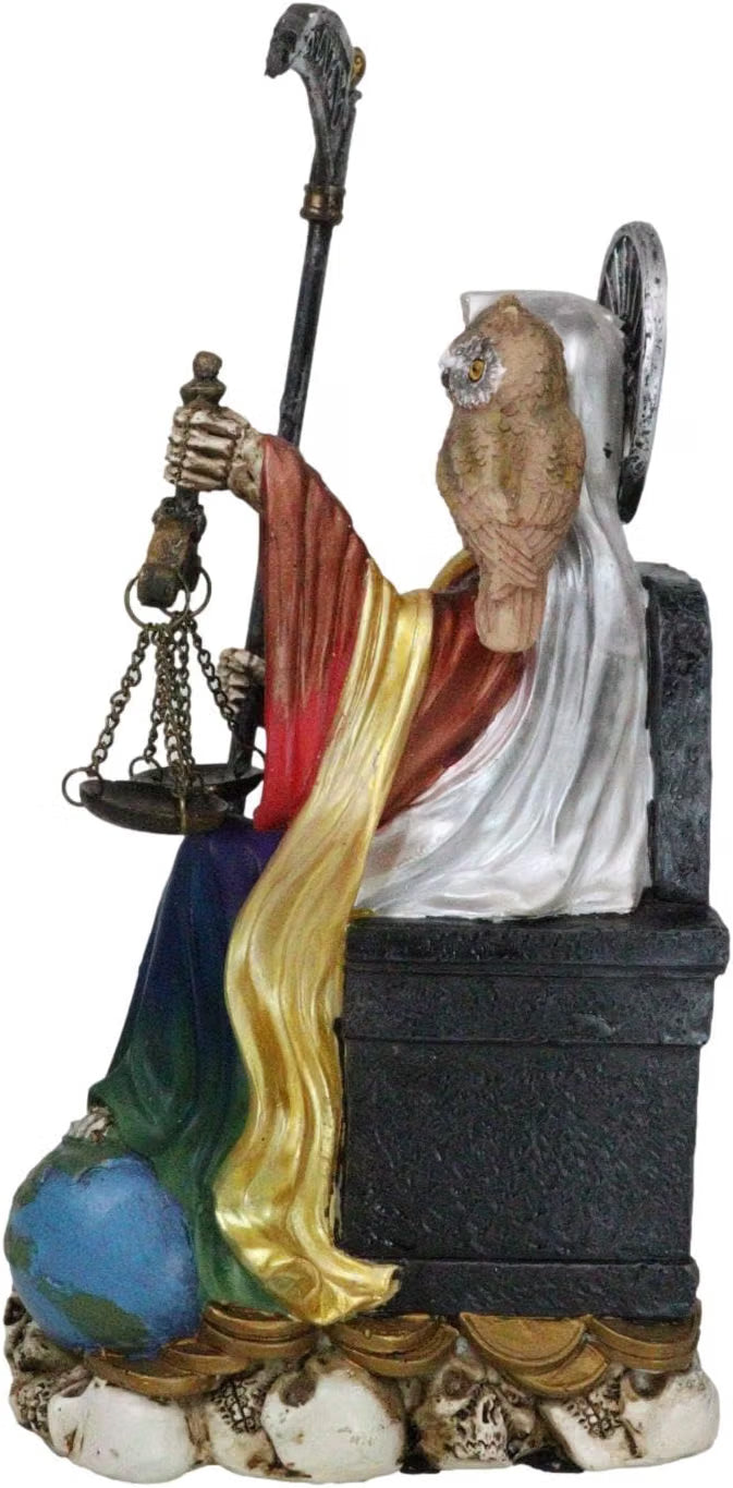 Santa Muerte Rainbow Sitting On Throne Day of The Dead Decorative Figurine