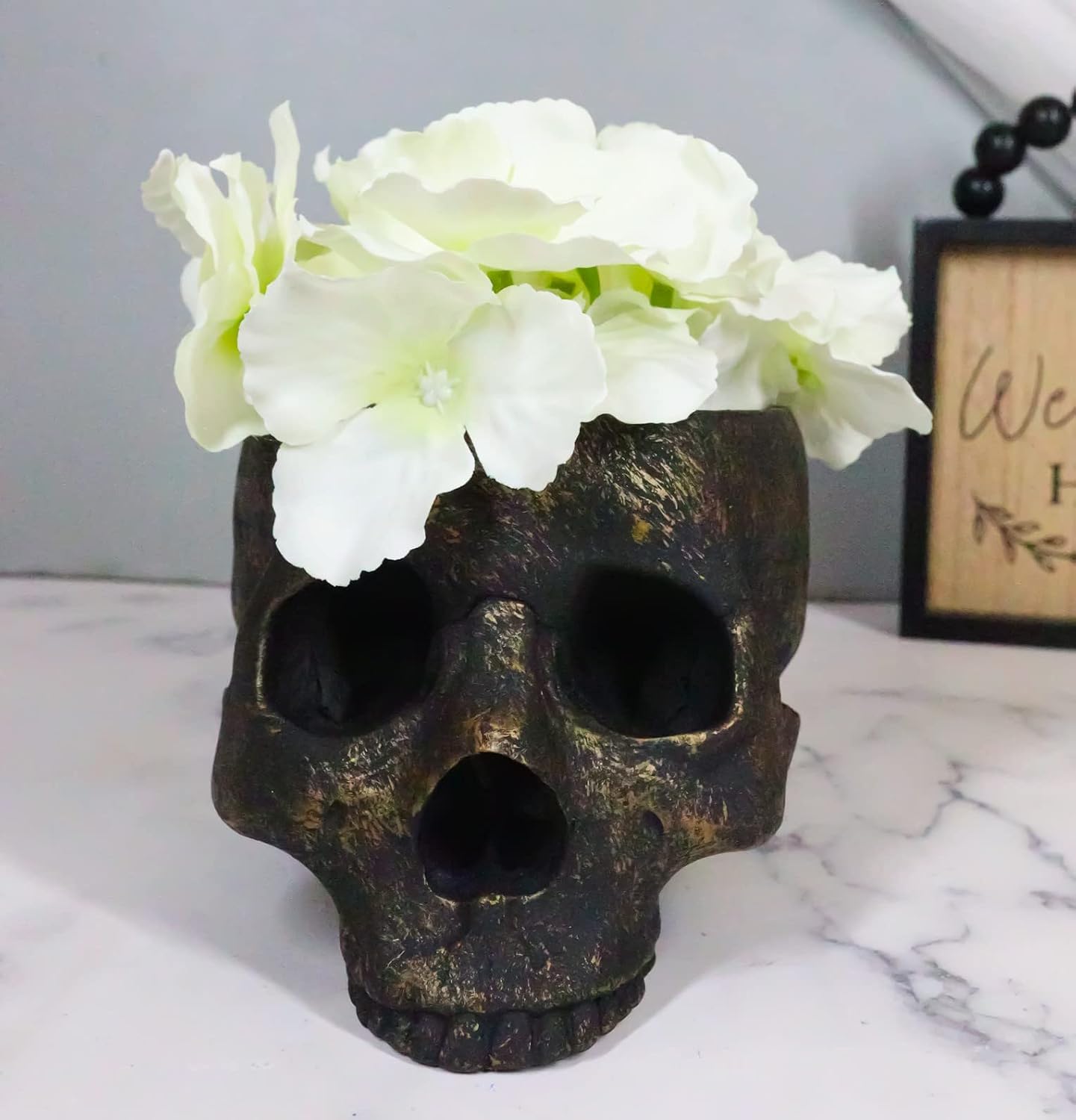Bronze Patina Skull Bowl