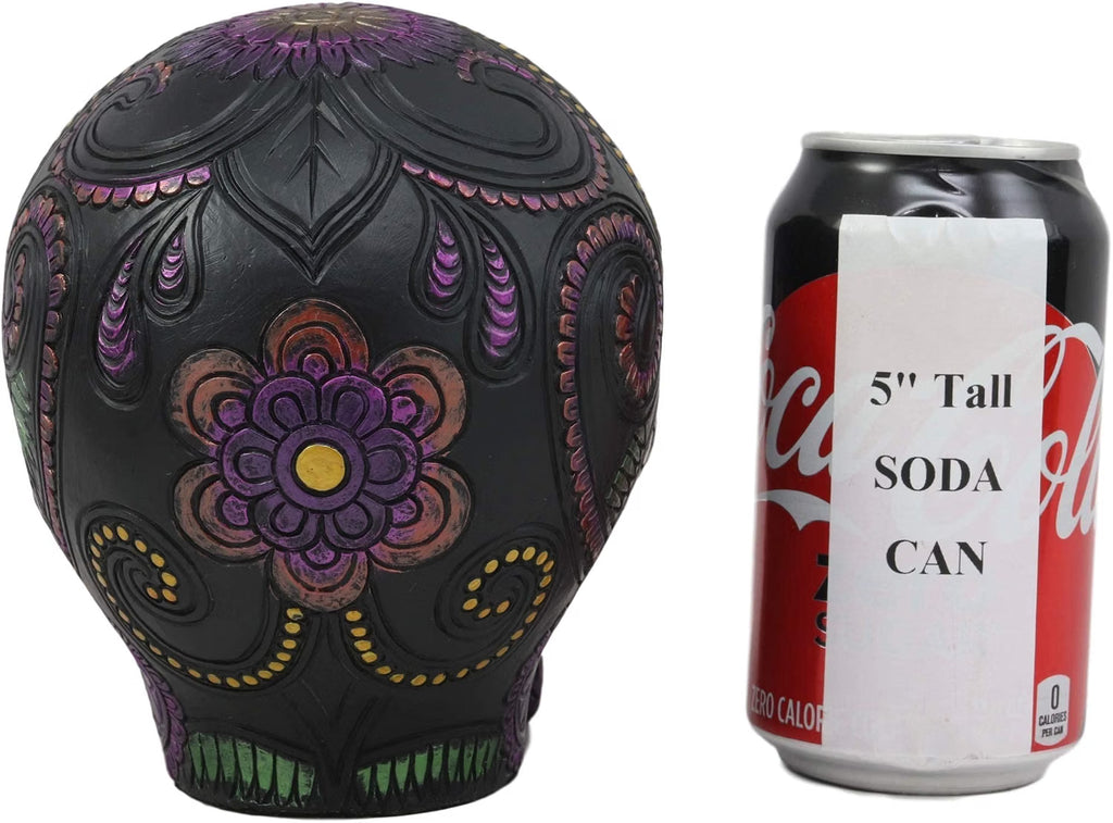 Black Bright Floral Day of the Dead Sugar Skull