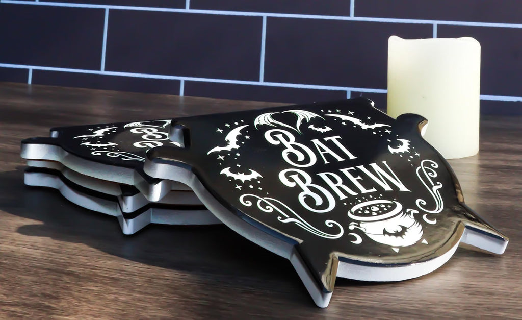 Bat Brew Cauldron Coaster Set of 4