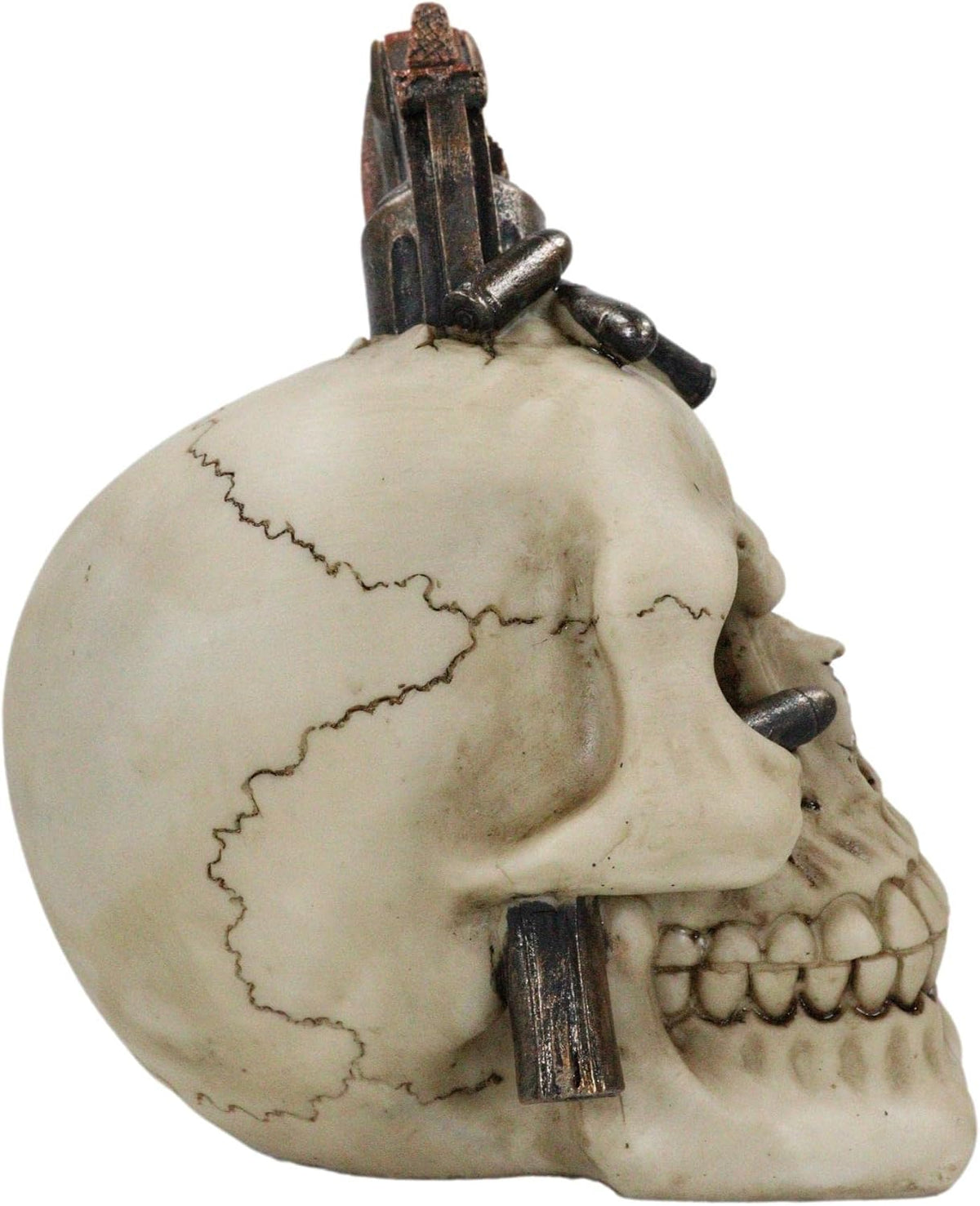 Outlaw Pistol Skull Figurine