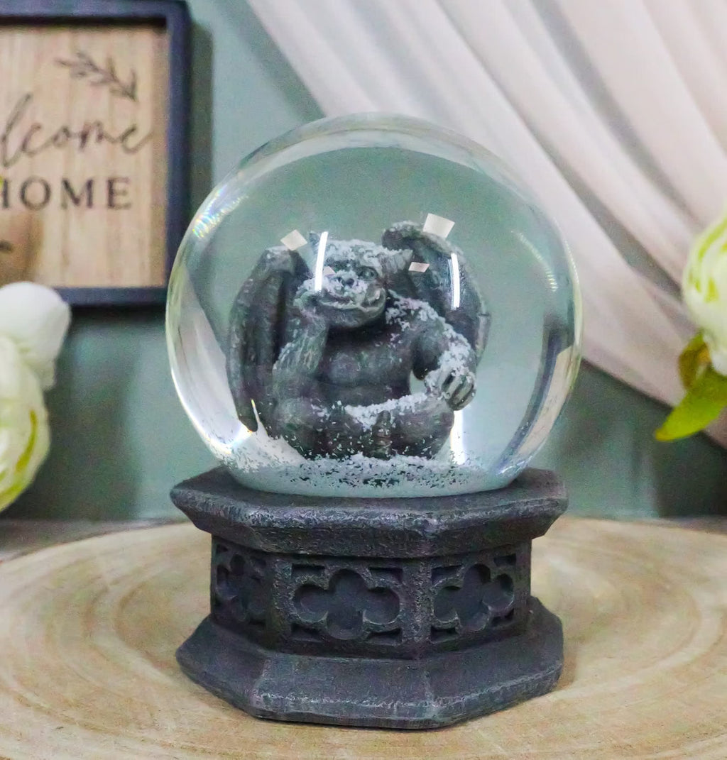 Winter Guardian Gargoyle Water Globe