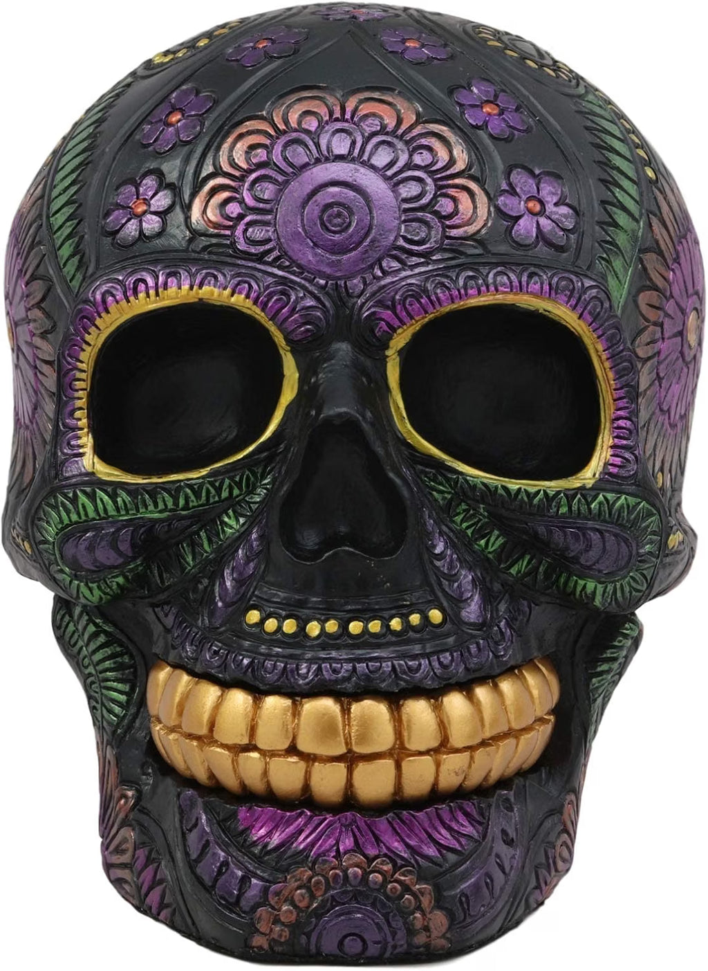Black Bright Floral Day of the Dead Sugar Skull