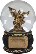 Archangel Saint Michael Water Globe with Prayer Plaque