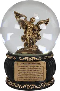Archangel Saint Michael Water Globe with Prayer Plaque