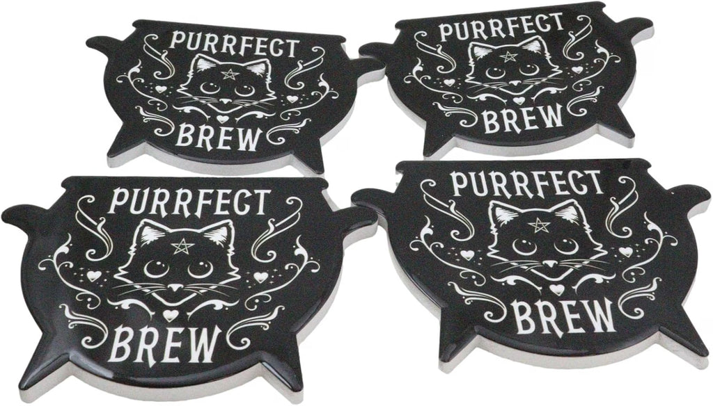 Purrfect Brew Cauldron Coaster Set of 4