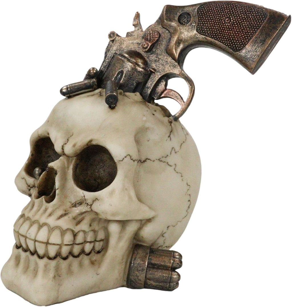 Outlaw Pistol Skull Figurine