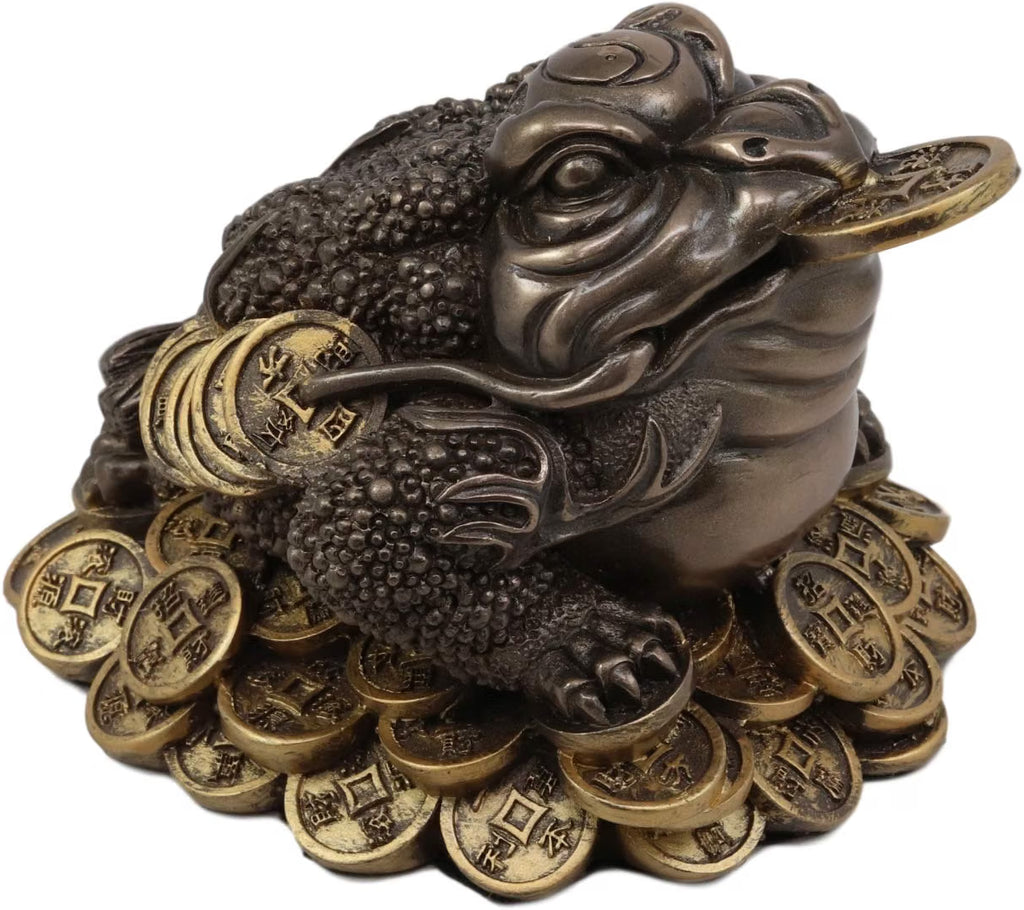 Feng Shui Fortune Money Toad Standing On Gold Coins