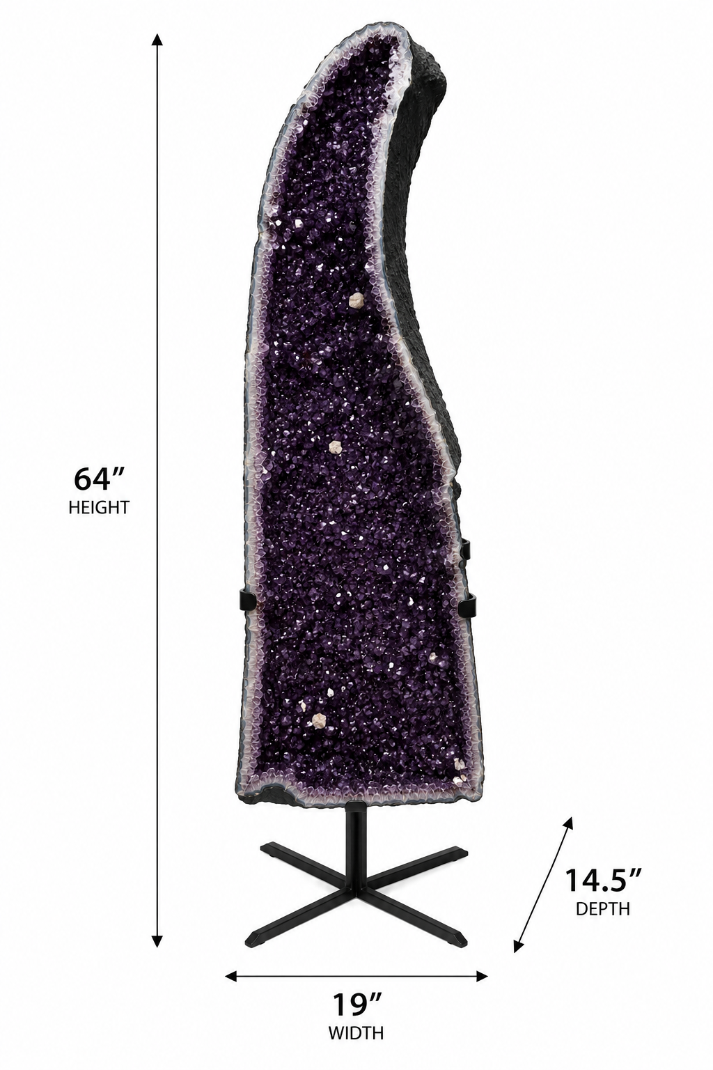 Double-Sided Amethyst Geode with Calcite on Rotating Stand