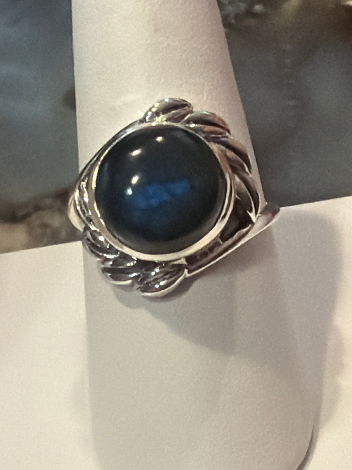 Labradorite Round with Wisps Sterling Silver RIng