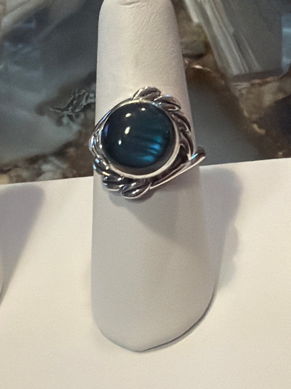 Labradorite Round with Wisps Sterling Silver RIng