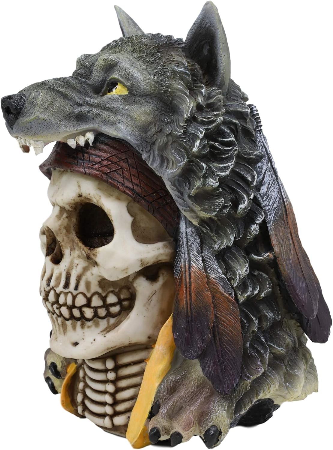 Koitsenko Warrior Skull Statue — Kiowa Wolf Headdress