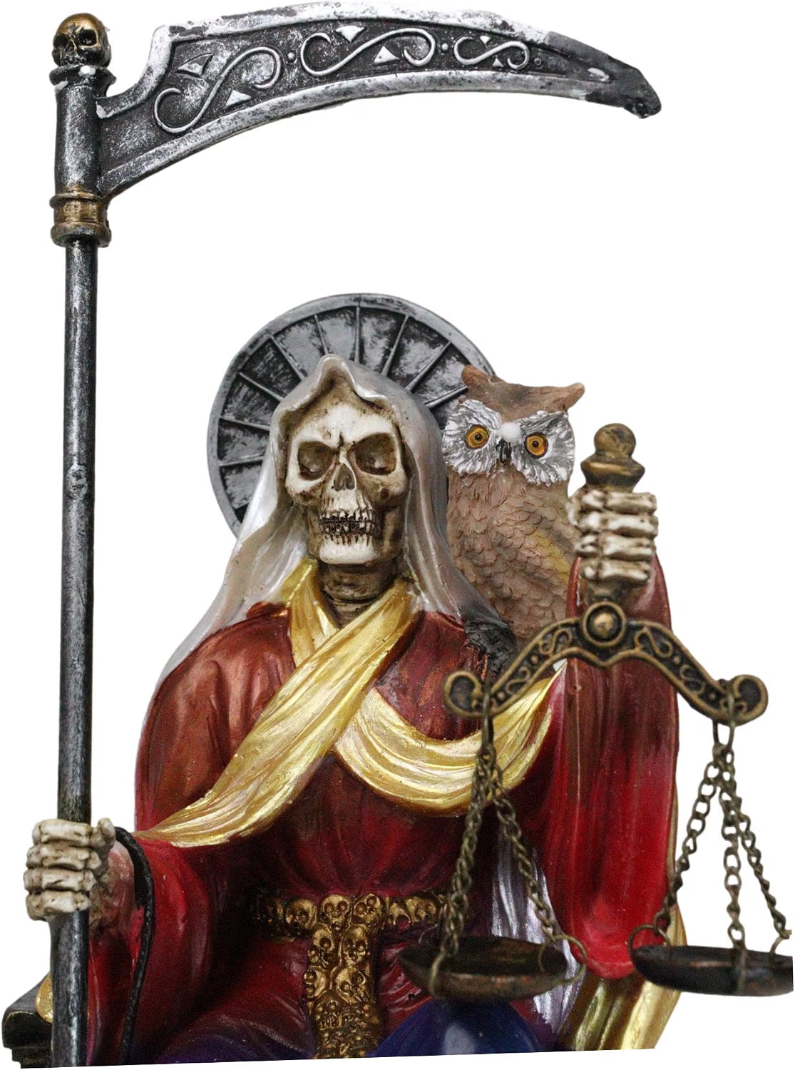 Santa Muerte Rainbow Sitting On Throne Day of The Dead Decorative Figurine