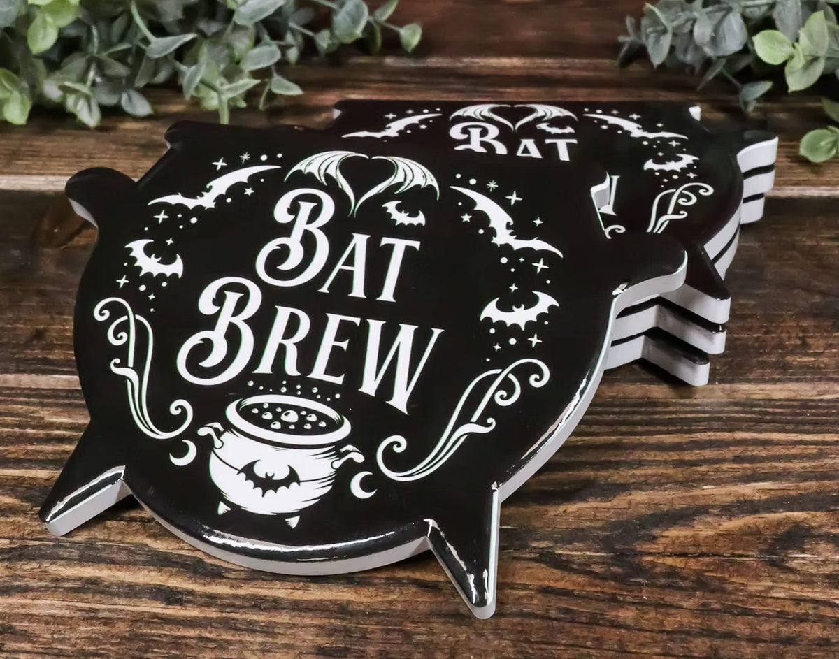 Bat Brew Cauldron Coaster Set of 4