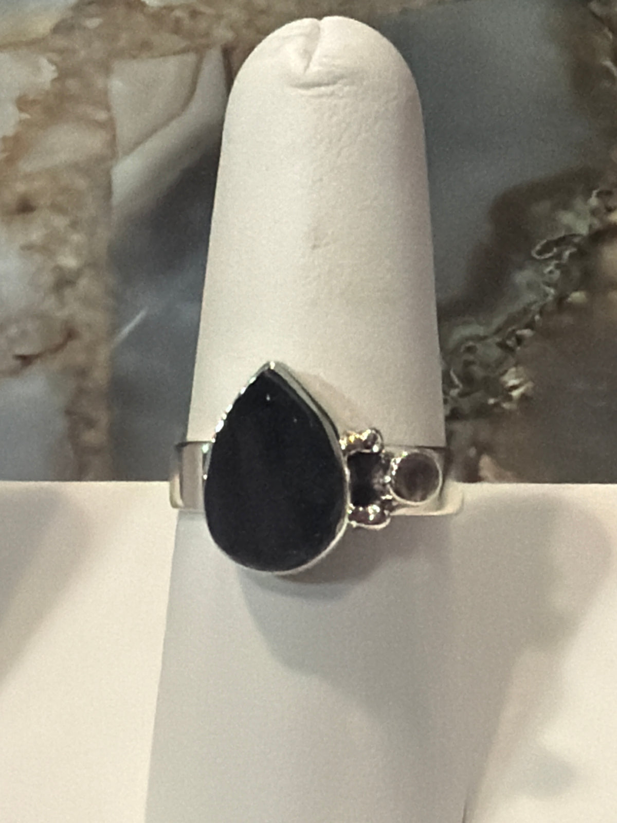 Black Tourmaline & Quartz Sterling Silver Ring