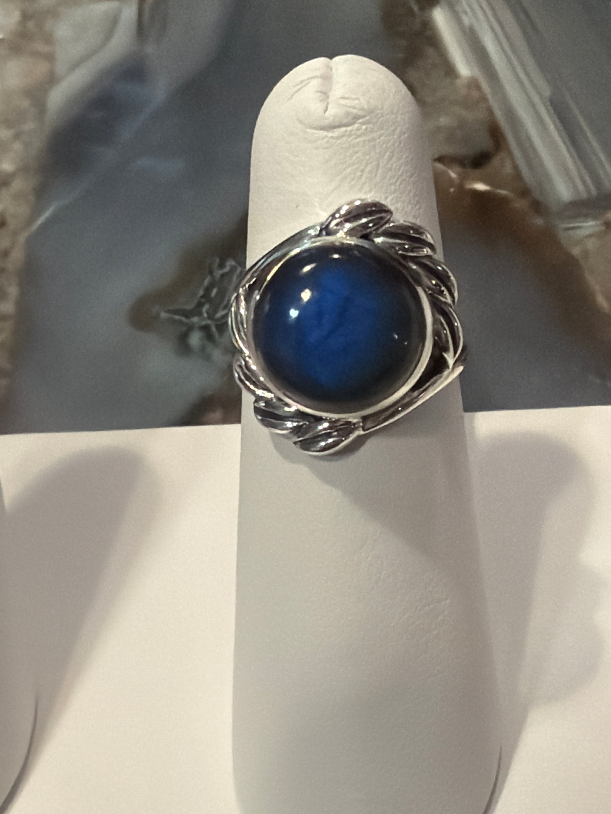 Labradorite Round with Wisps Sterling Silver RIng