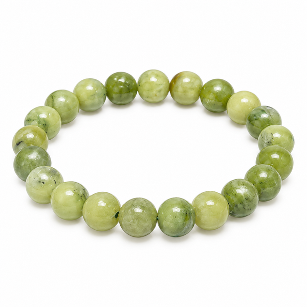 8mm Chinese Jade Beaded Bracelet