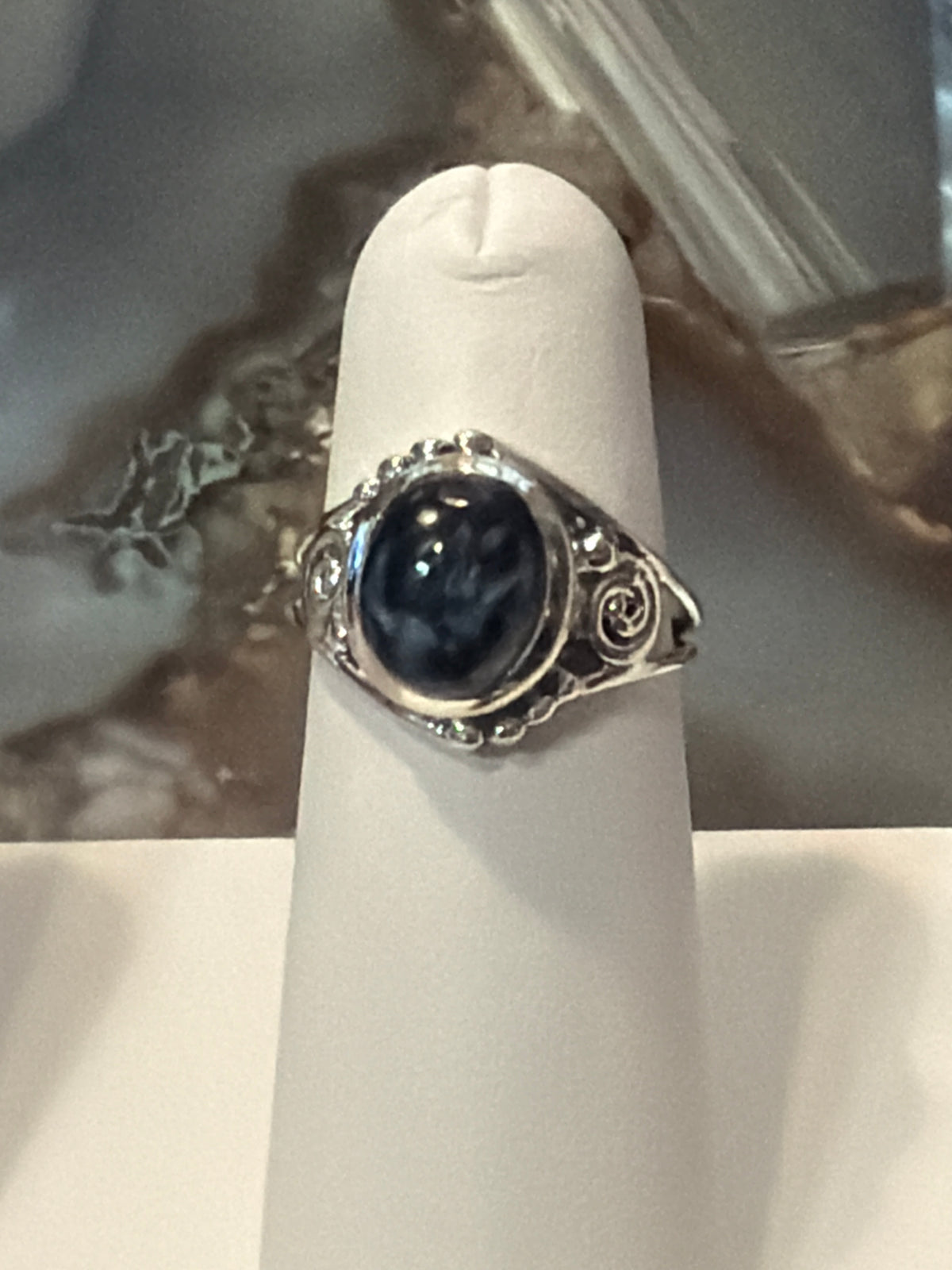 Pietersite Oval with Swirl Sterling Silver Ring