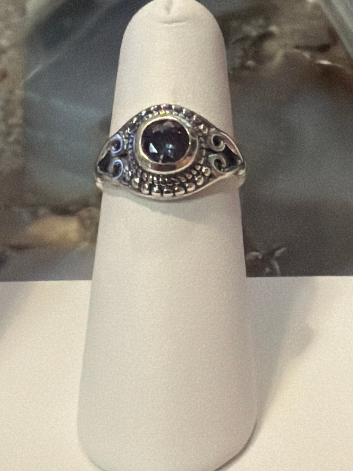 Mystic Topaz Fancy Round Sterling Silver RIng